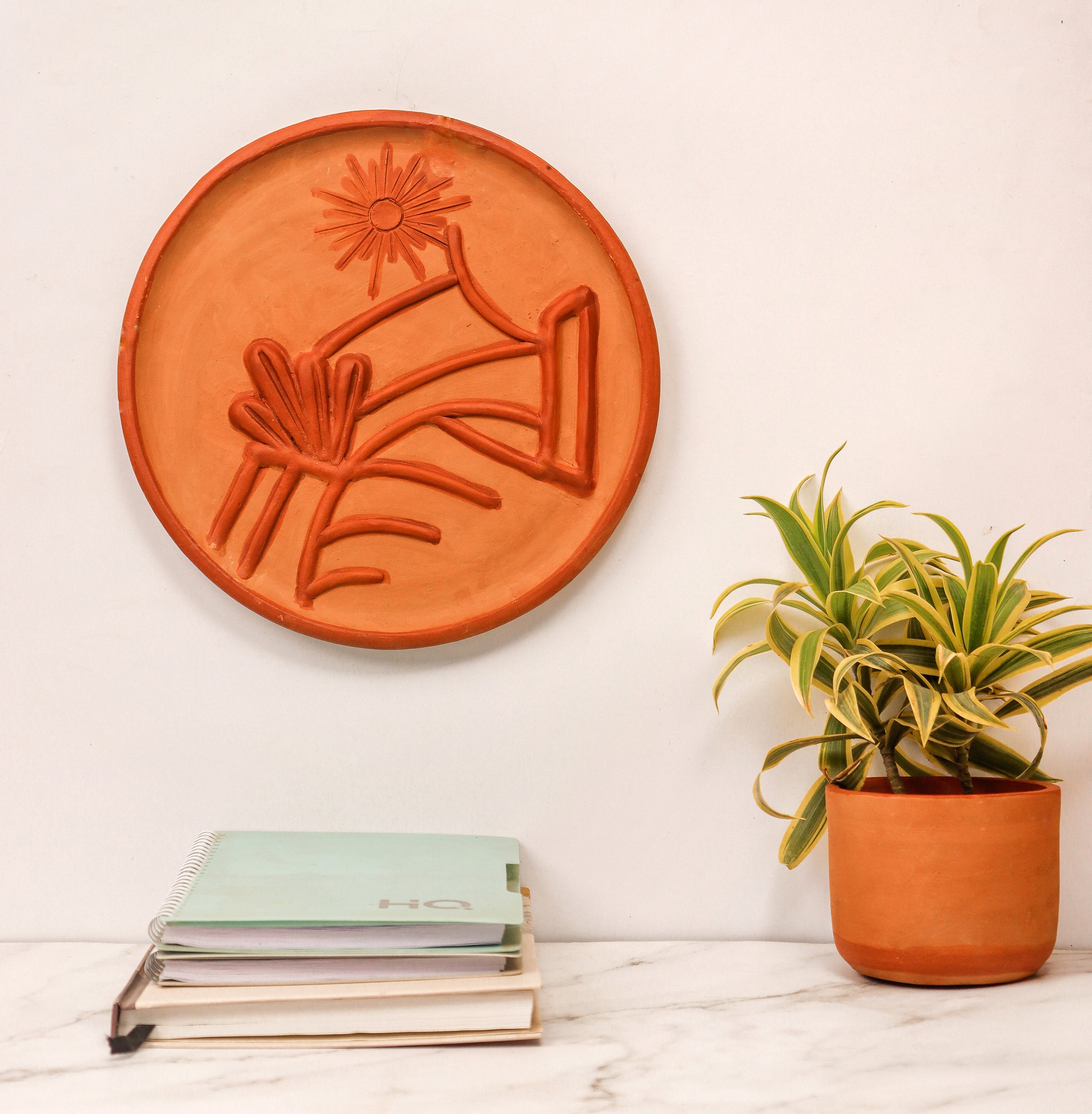 Sunflow – Handmade Terracotta Wall Plate (Boho Wall Decor | 10 Inch) | Sukhara