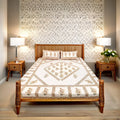 Handmade Cotton Bedsheets King Size – Jaipuri Block Print Bed Sheet with Floral Diamond Motif
