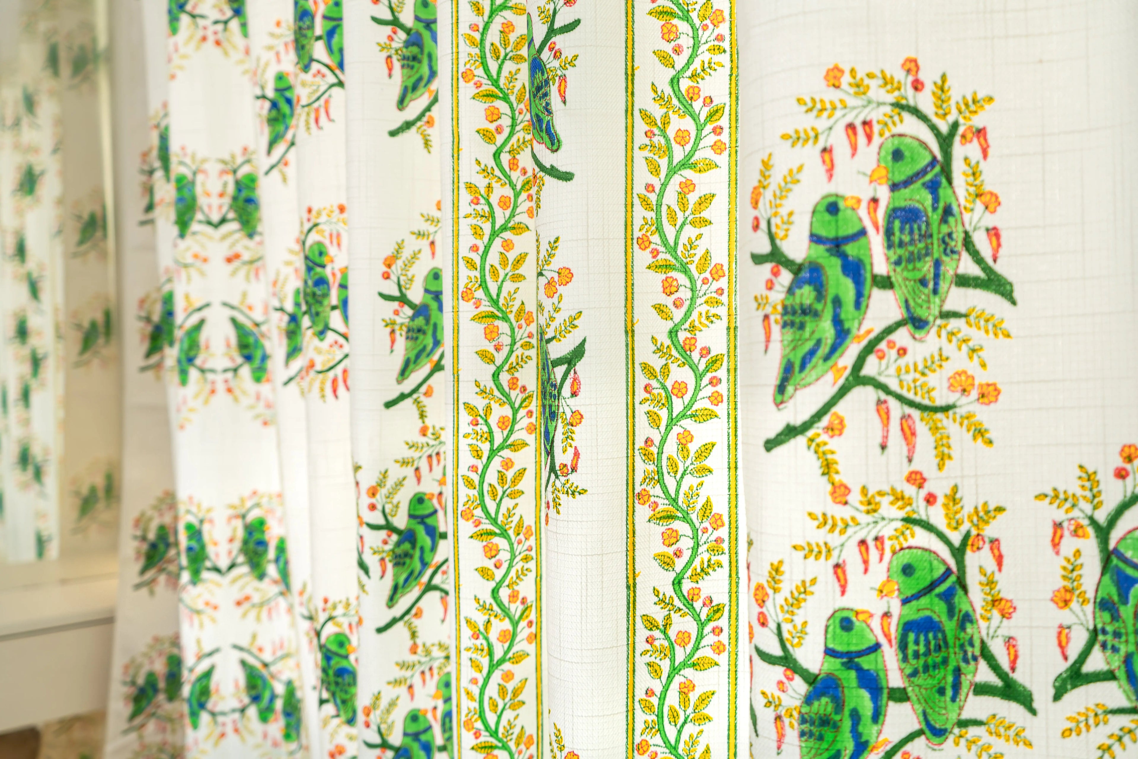 Rajasthani Bloom Heritage Block Print Curtains - 7 Feet SUKHARA HOME and LIFESTYLE