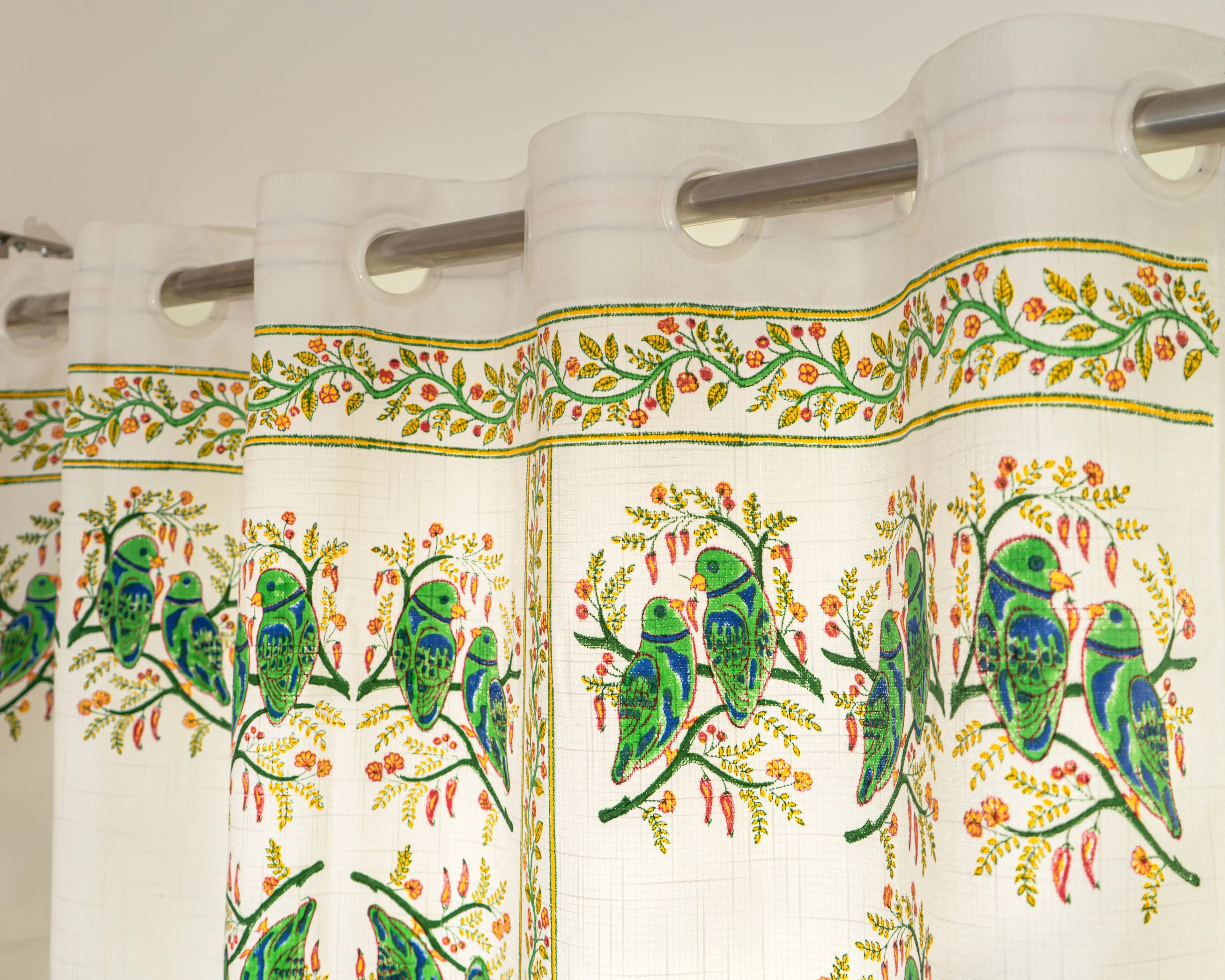 Rajasthani Bloom Heritage Block Print Curtains - 7 Feet SUKHARA HOME and LIFESTYLE