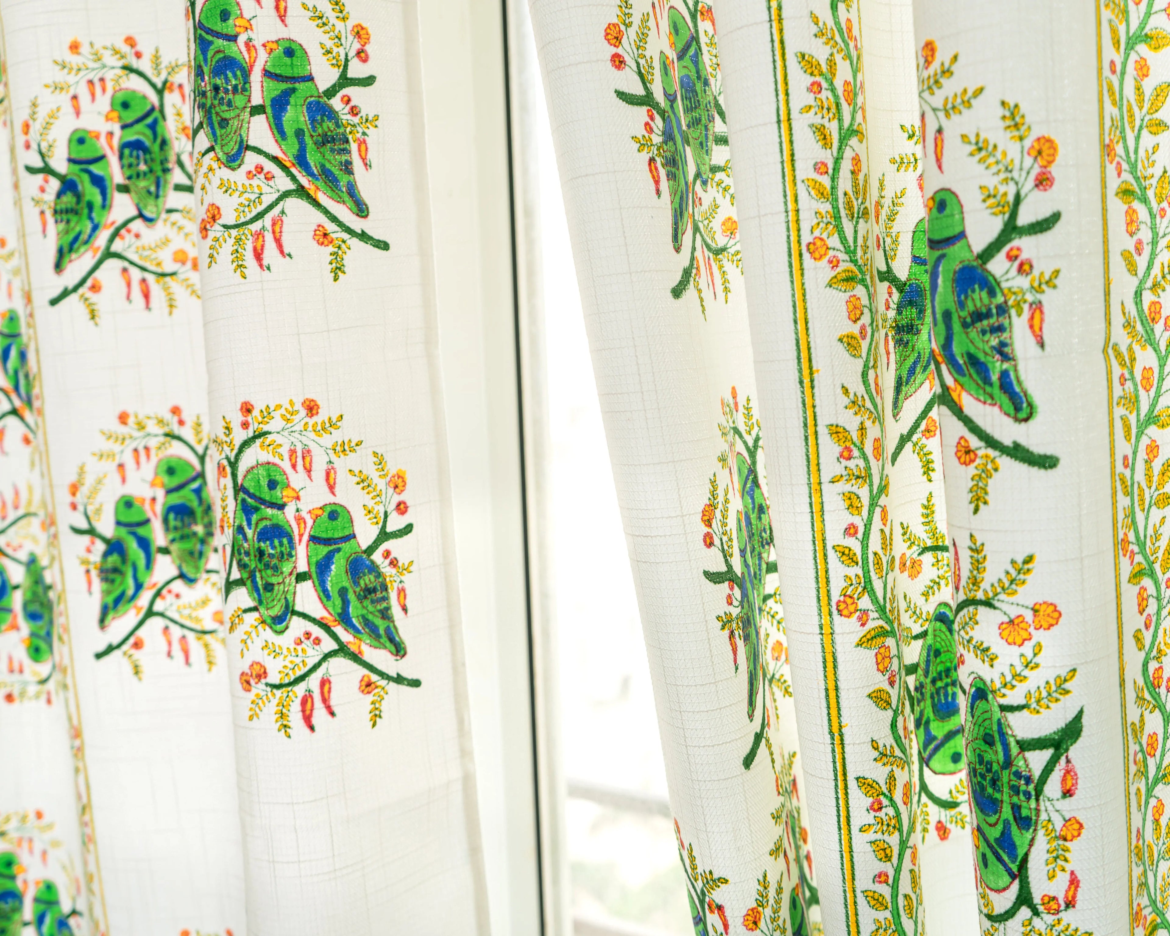 Rajasthani Bloom Heritage Block Print Curtains - 7 Feet SUKHARA HOME and LIFESTYLE