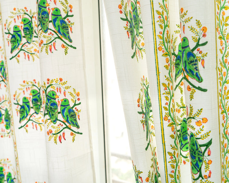 Rajasthani Bloom Heritage Block Print Curtains - 7 Feet SUKHARA HOME and LIFESTYLE