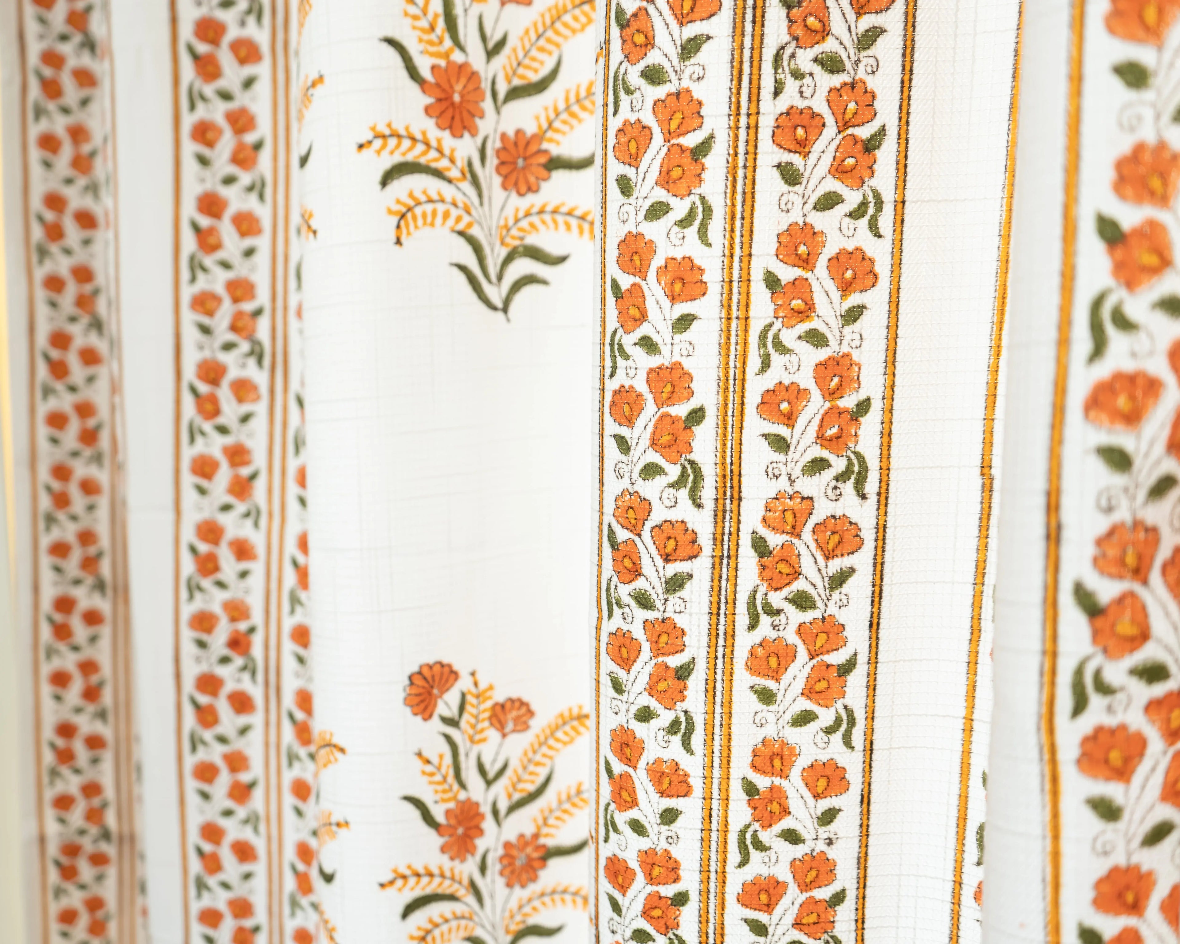 Rajasthani Sunset Floral Handcrafted BlockPrint Curtains - 7 Feet SUKHARA HOME and LIFESTYLE