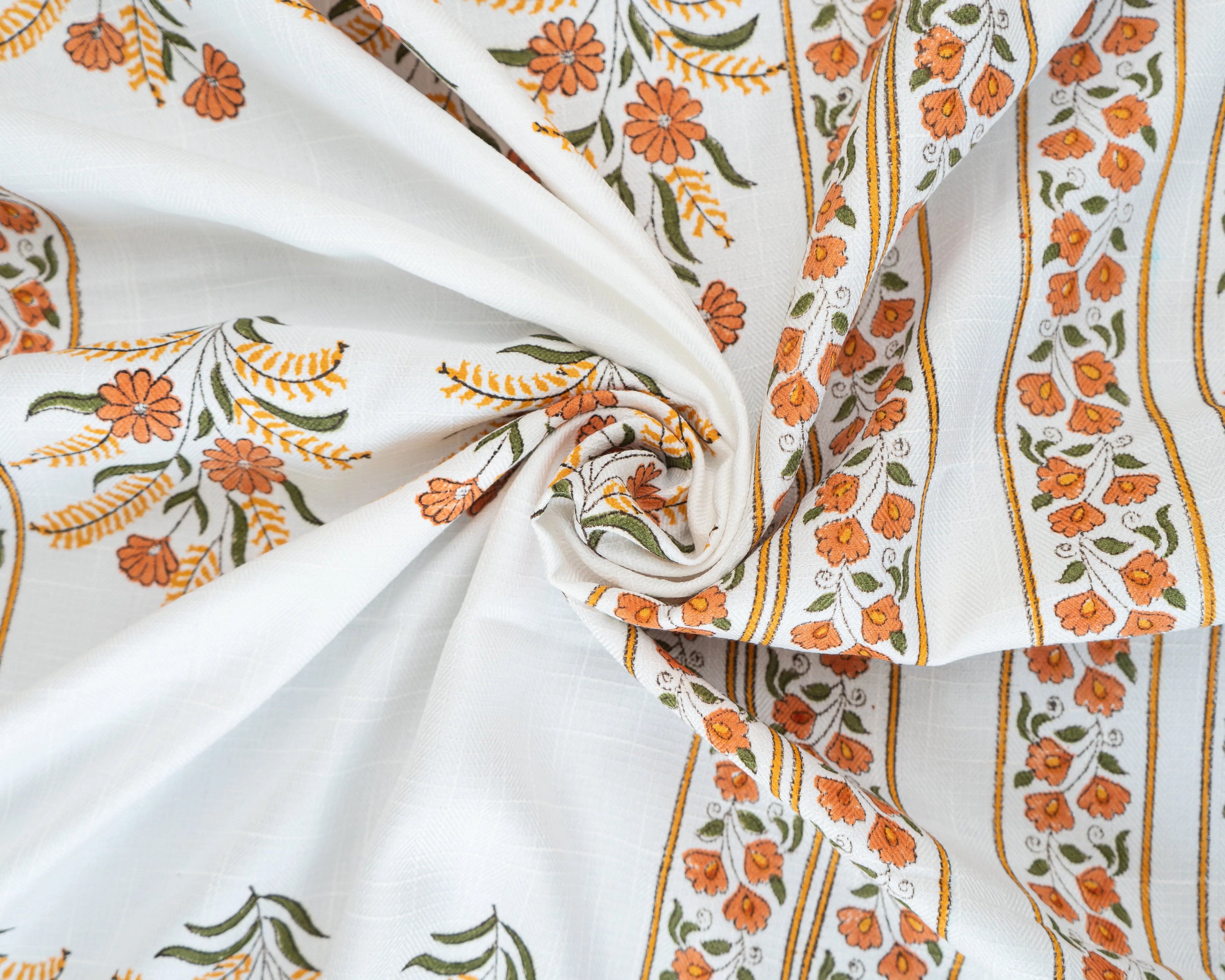Rajasthani Sunset Floral Handcrafted BlockPrint Curtains - 7 Feet SUKHARA HOME and LIFESTYLE