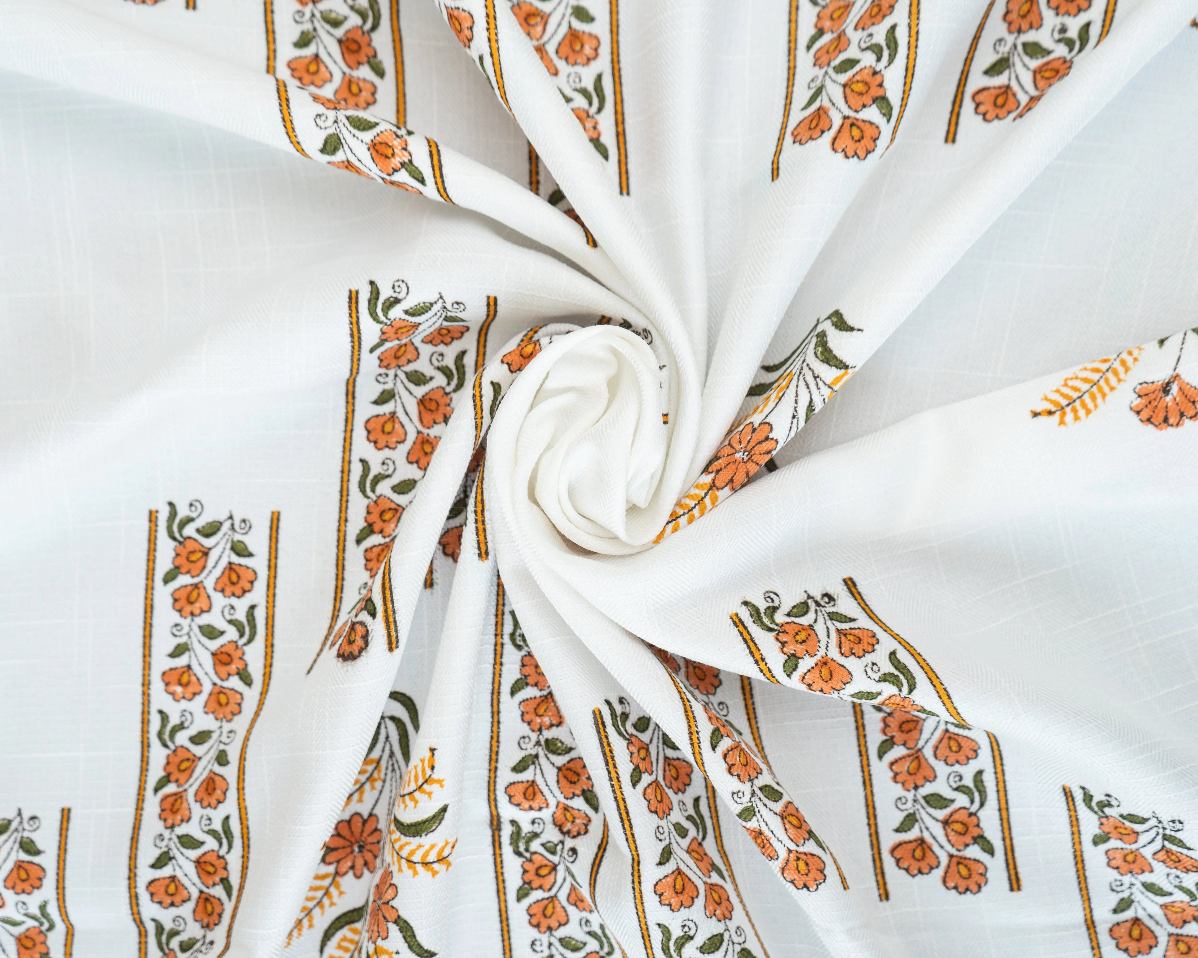 Kesariya Bloom Floral Handcrafted BlockPrint Curtains - 7 Feet SUKHARA HOME and LIFESTYLE