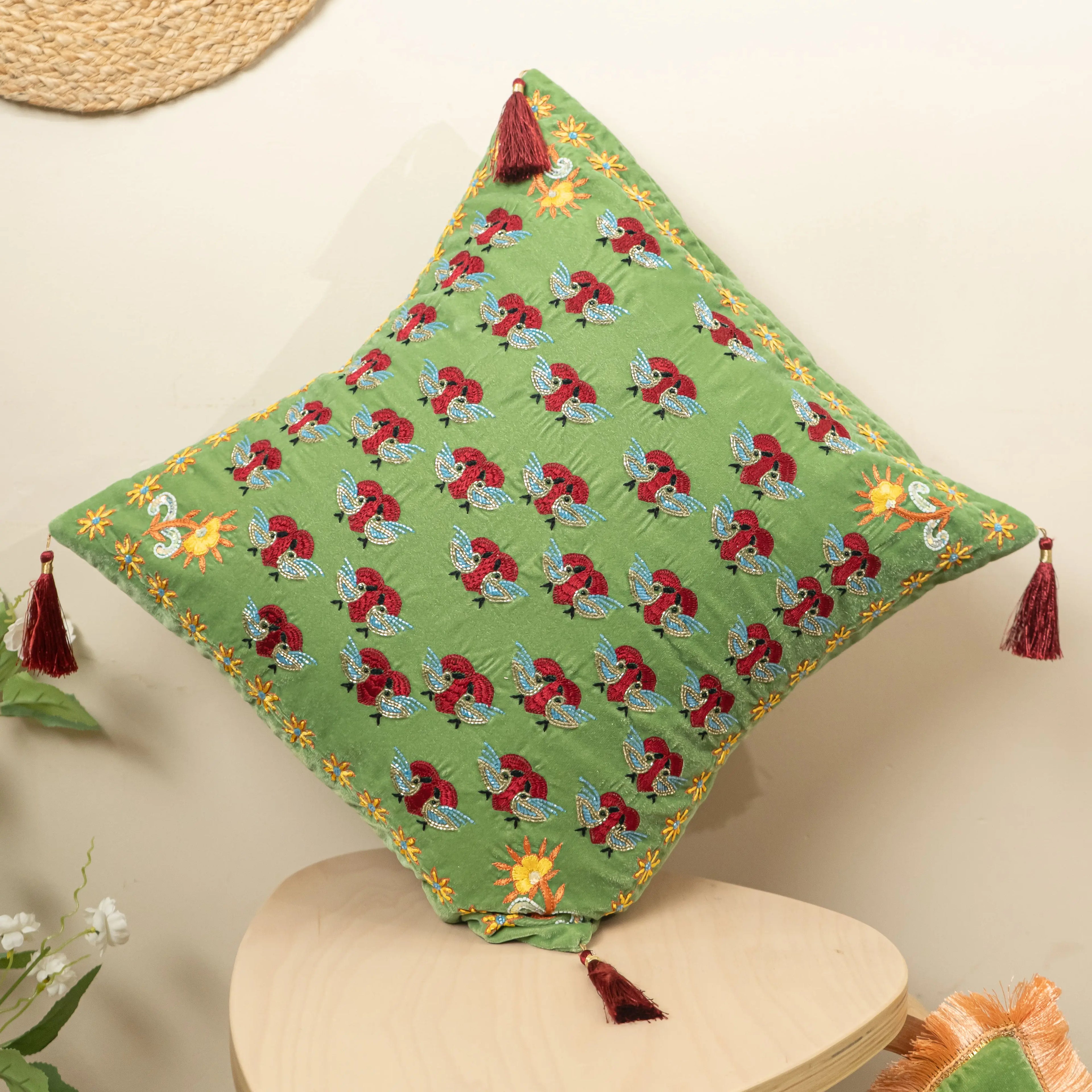 ManMohak Zardozi Cushion Cover - Handcrafted Luxury for Your Home Sukhara
