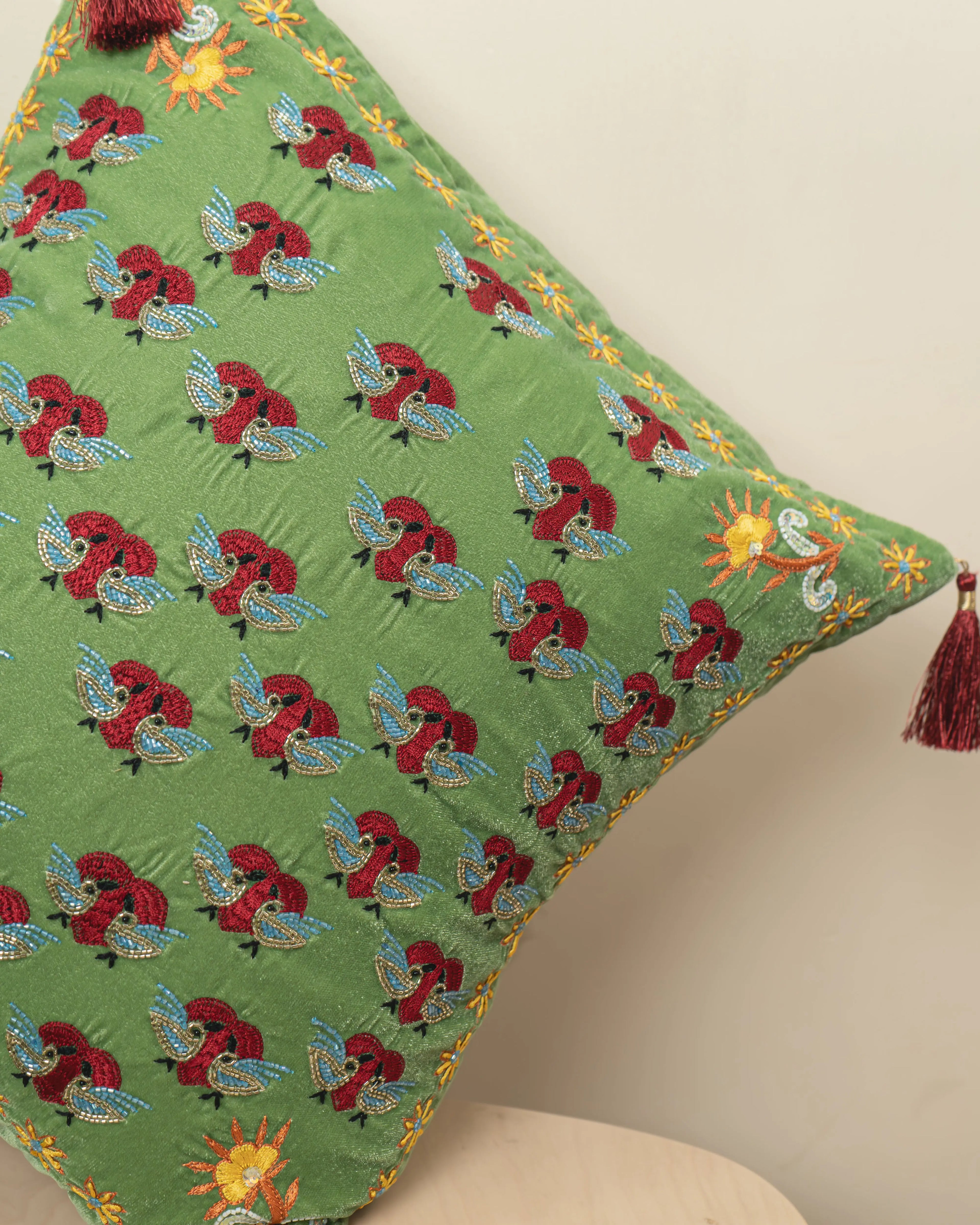 ManMohak Zardozi Cushion Cover - Handcrafted Luxury for Your Home Sukhara