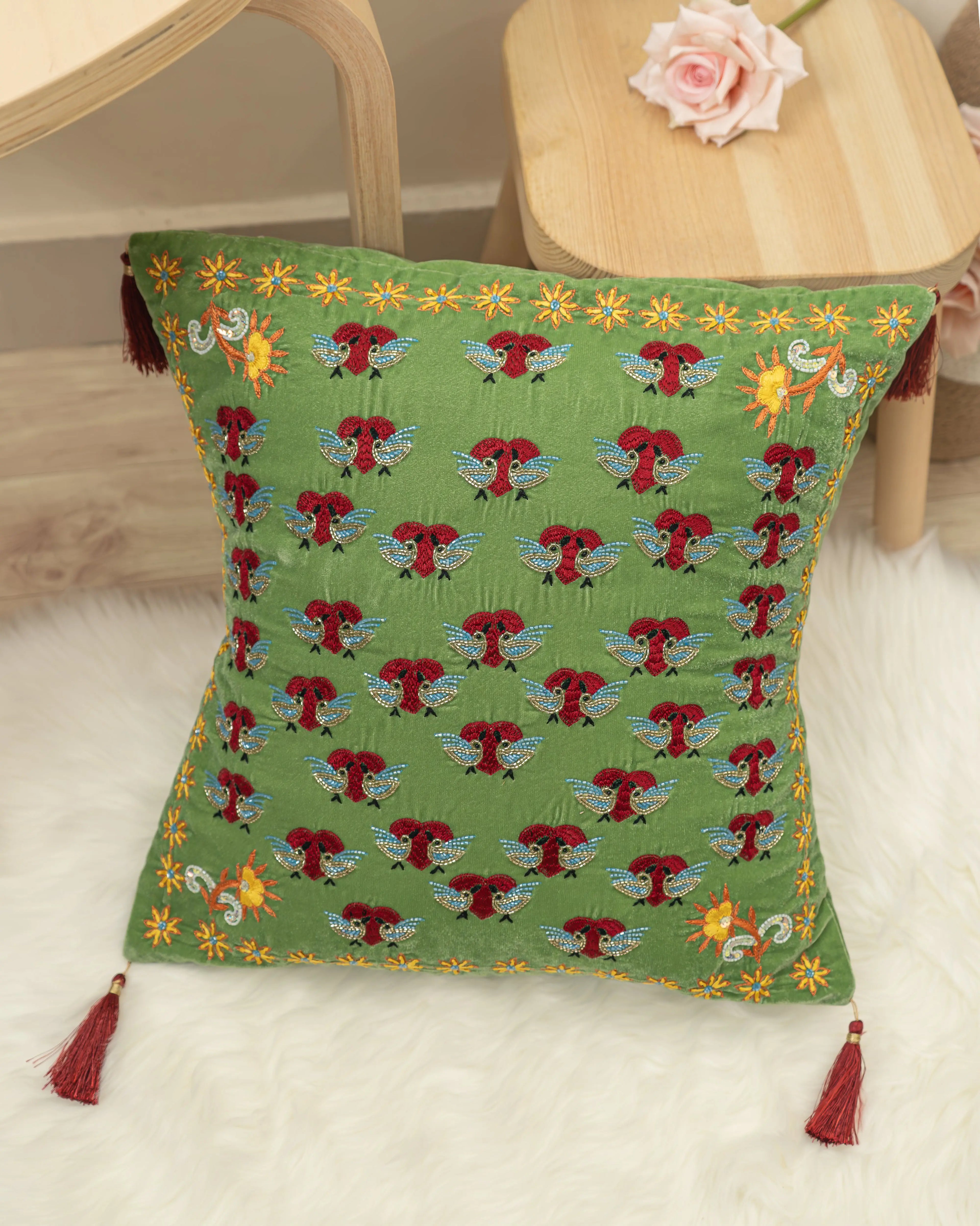 ManMohak Zardozi Cushion Cover - Handcrafted Luxury for Your Home Sukhara