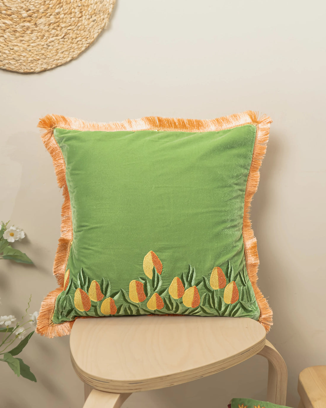 Luxury Hand-Embroidered Aam Ke Bagh Zardozi Cushion Covers Sukhara