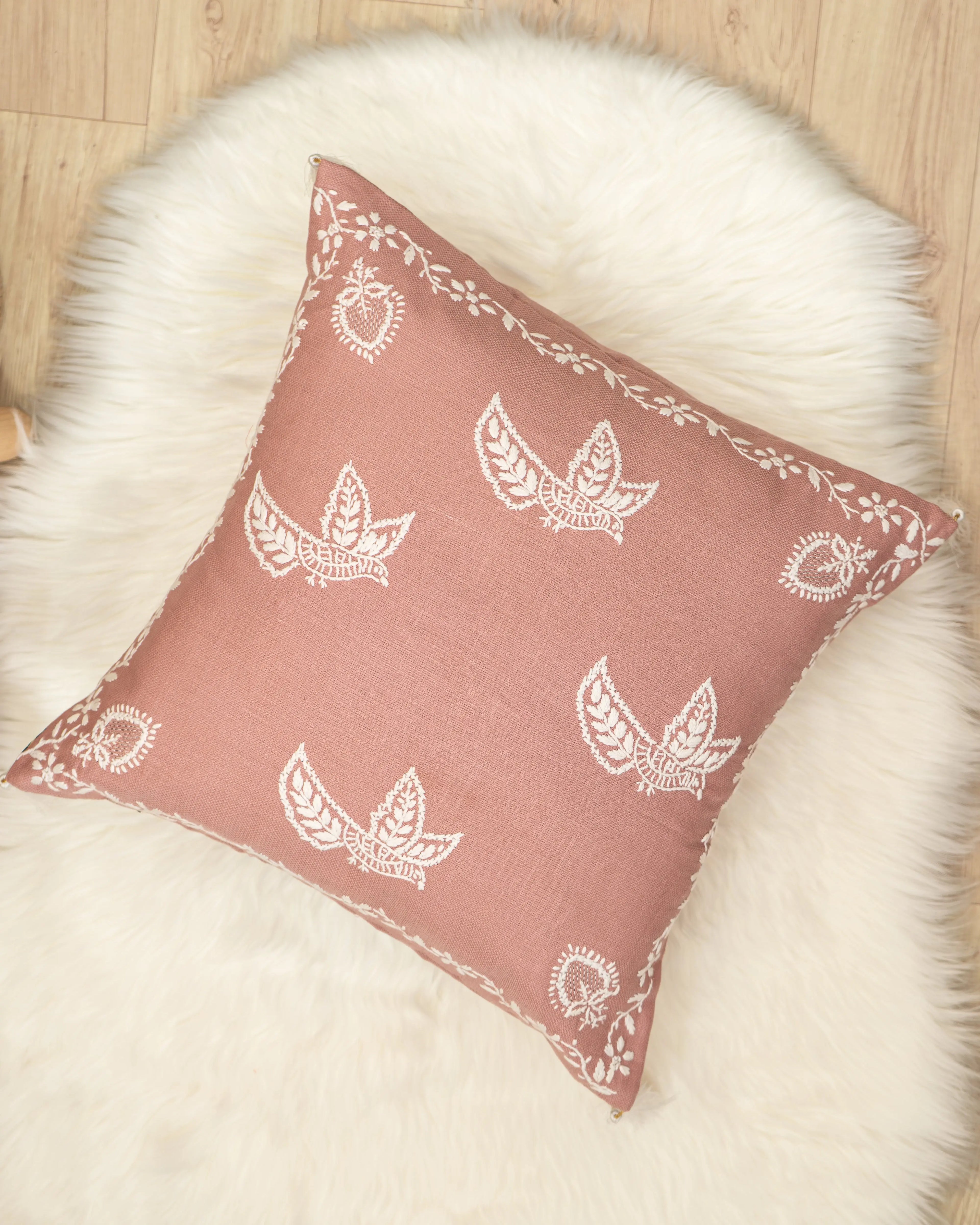 ManMohak Chikan Cushion Cover | Hand-Embroidered Luxury for Elegant Sukhara