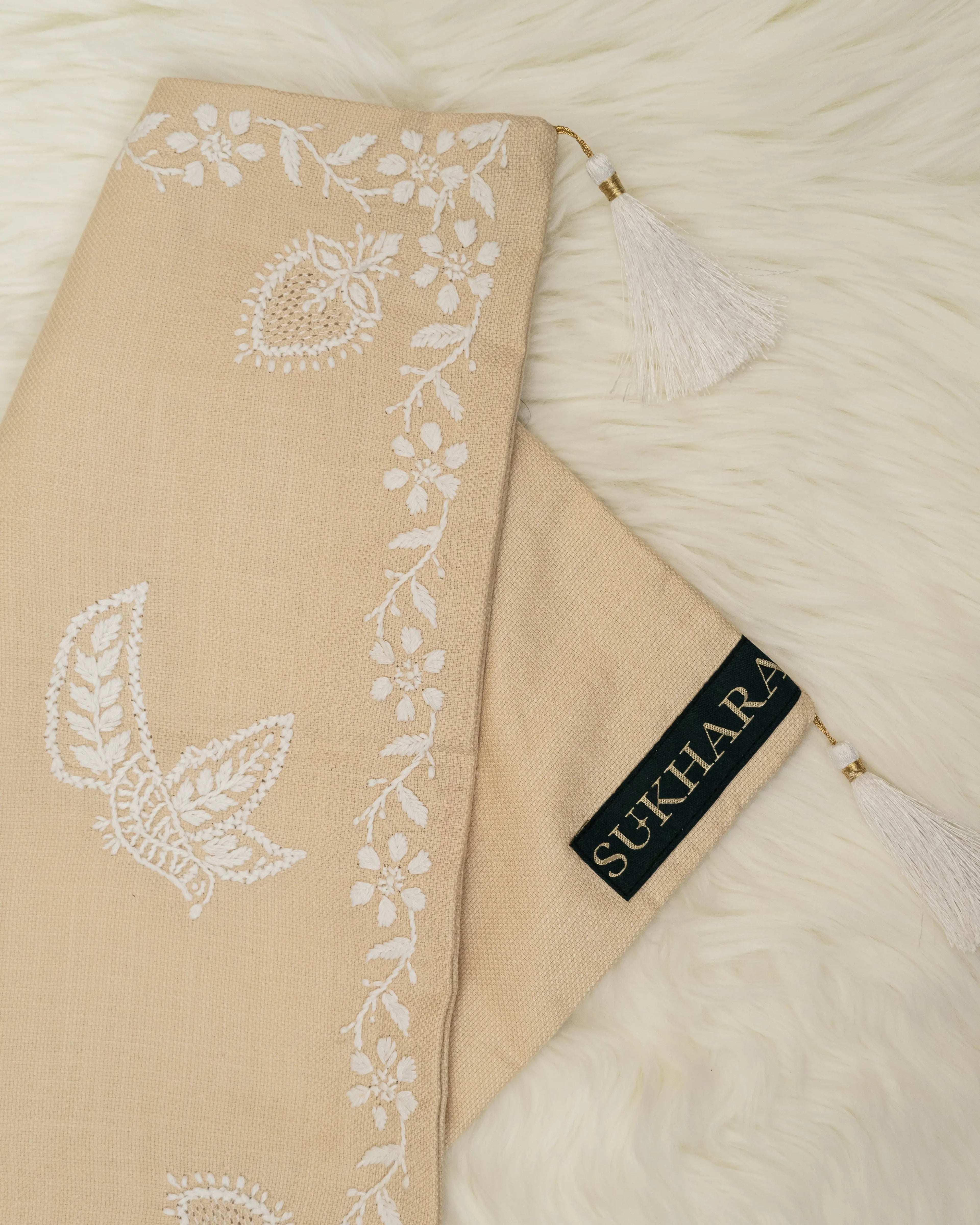 ManMohak Chikan Cushion Cover | Hand-Embroidered Luxury for Elegant Sukhara