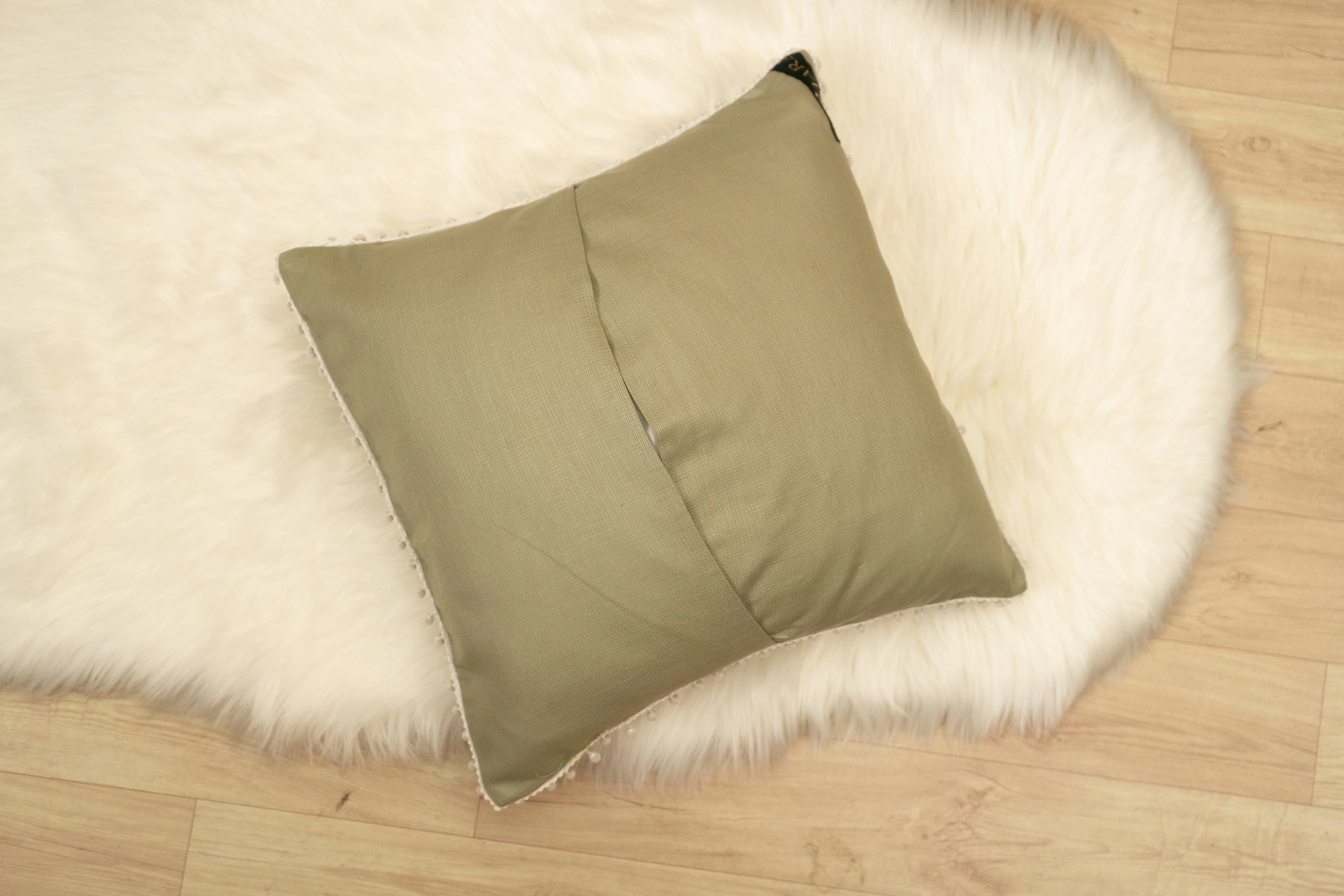 Aam Ke Bagh Chikan Cushion Cover - Handmade Embroidered Sukhara