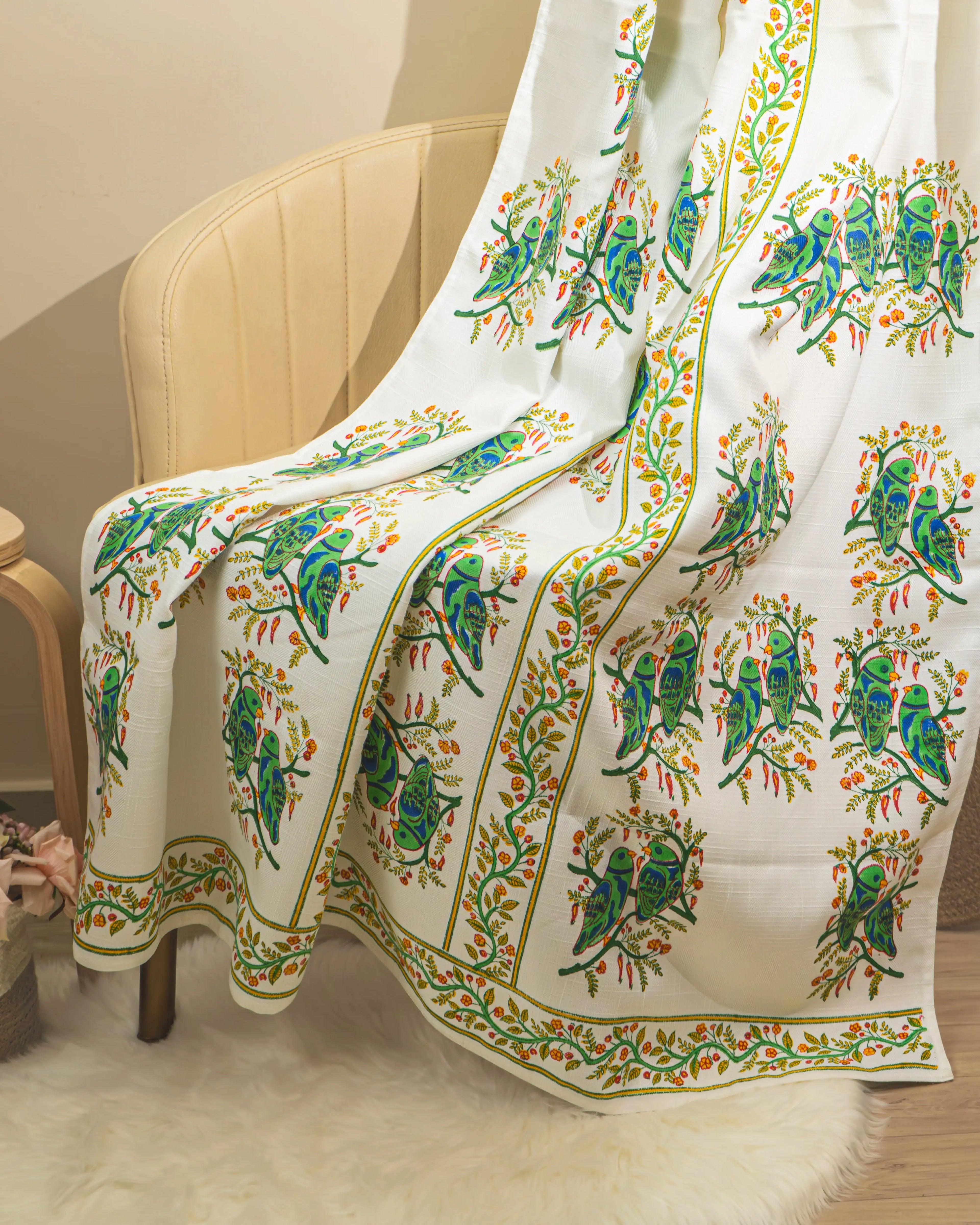 Rajasthani Bloom Heritage Block Print Curtains - 7 Feet SUKHARA HOME and LIFESTYLE