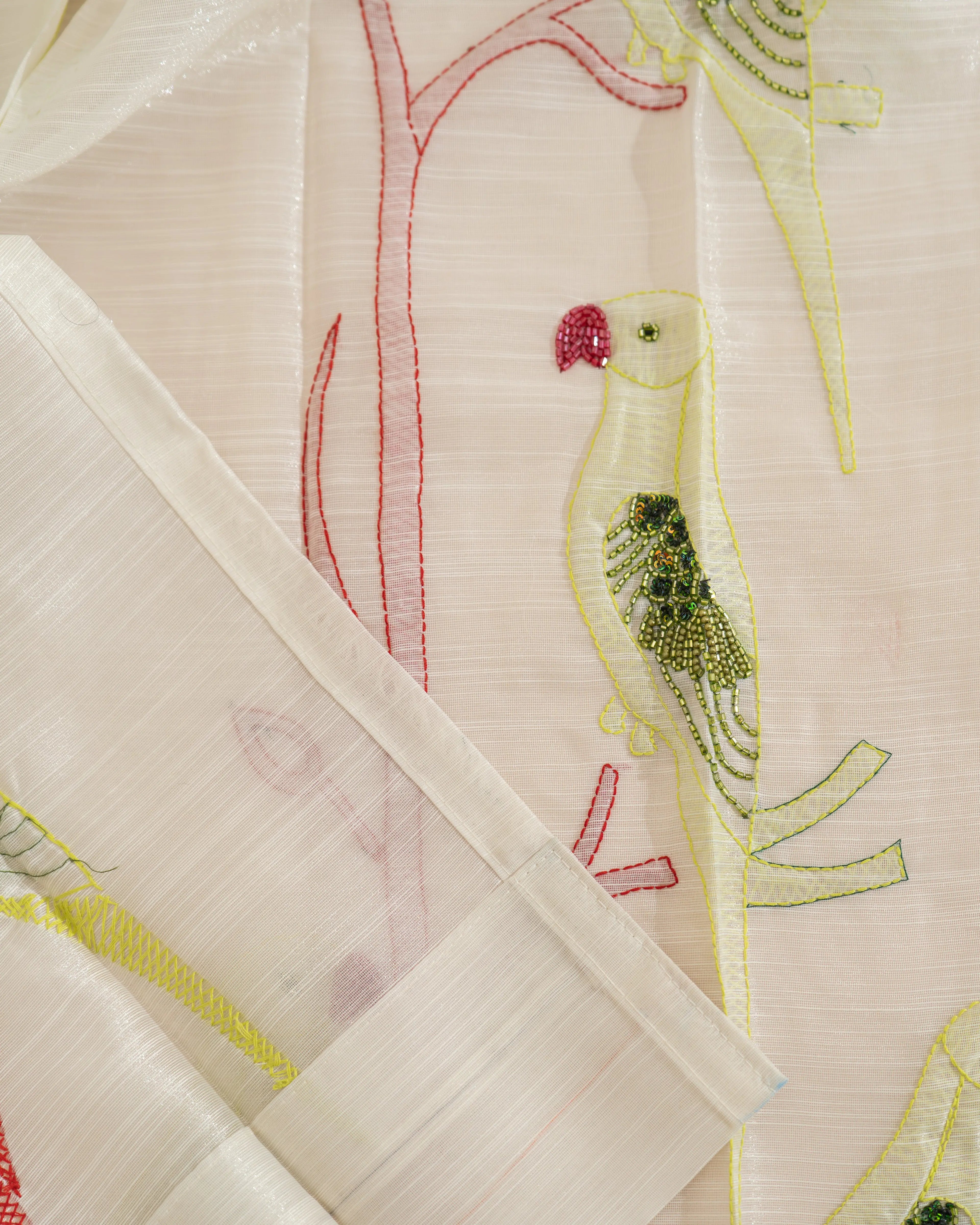 Luxury Handmade Chikankari Sheer Cotton Curtains - Premium Embroidered Lucknow Artisans SUKHARA HOME and LIFESTYLE