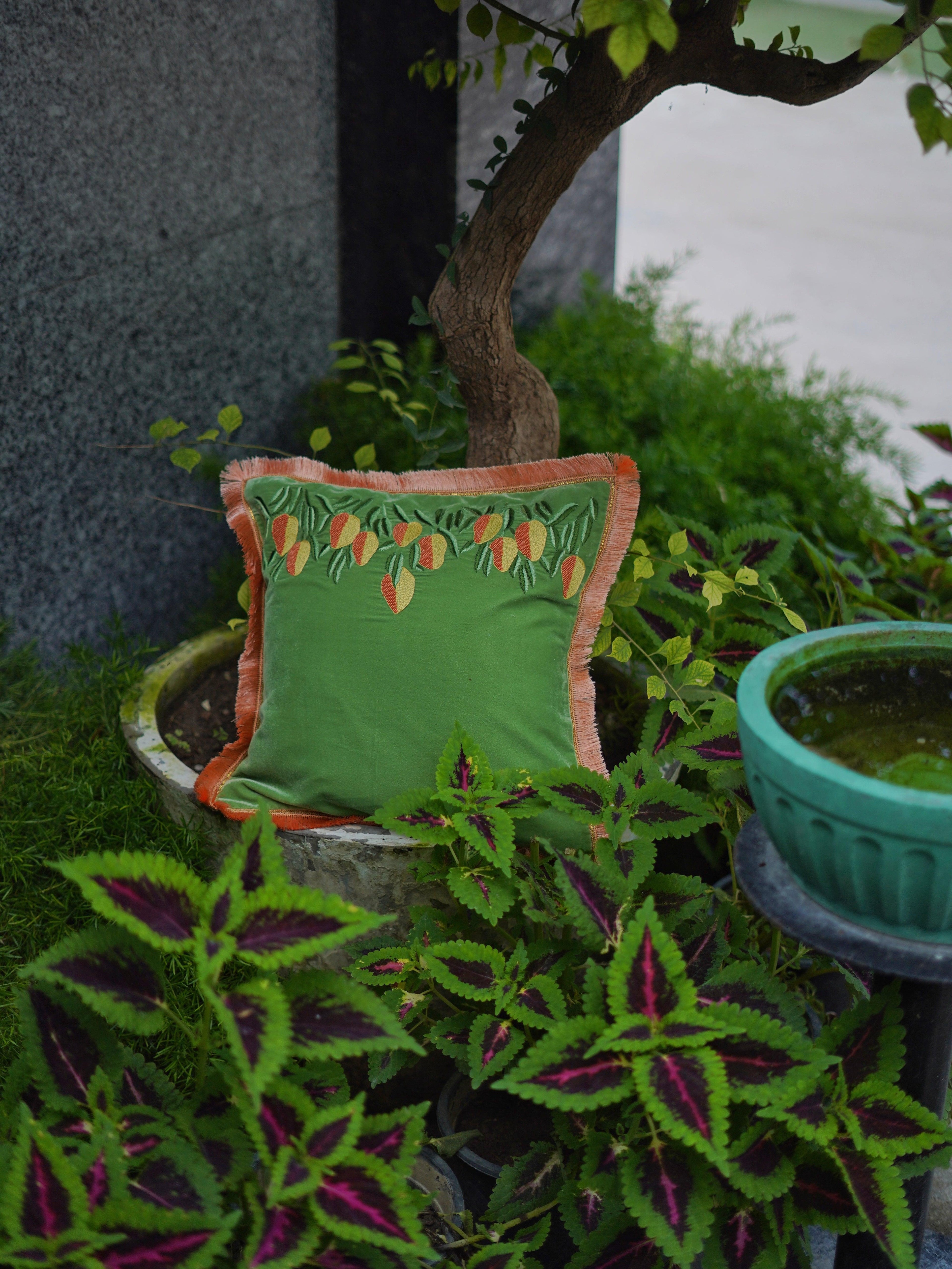Luxurious Zari cushion cover by Sukhara, adding a touch of sophistication to any living space