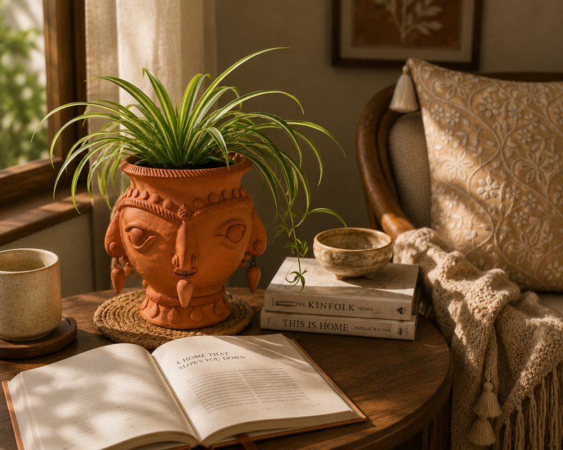 Maya Handcrafted Terracotta Face Planter
