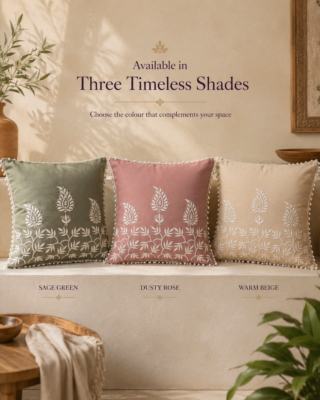Chikankari Cushion Covers – Aam Ke Bagh Collection | Sukhara