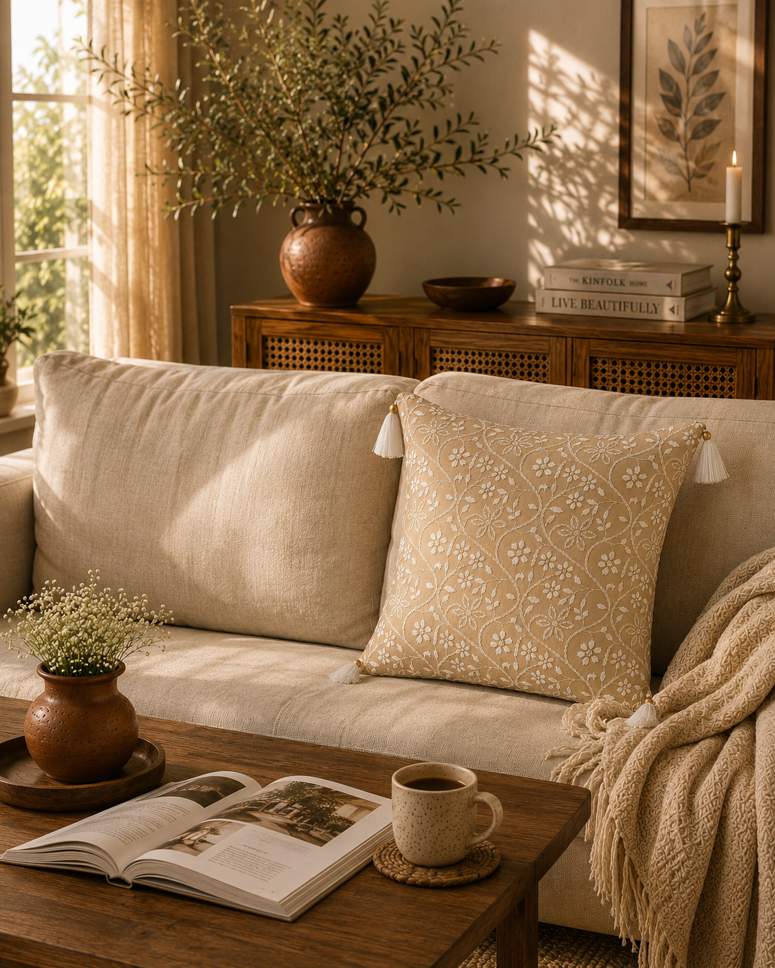 Handmade Cushion Covers – Luxury Chikankari Embroidery by Indian Artisans | Sukhara