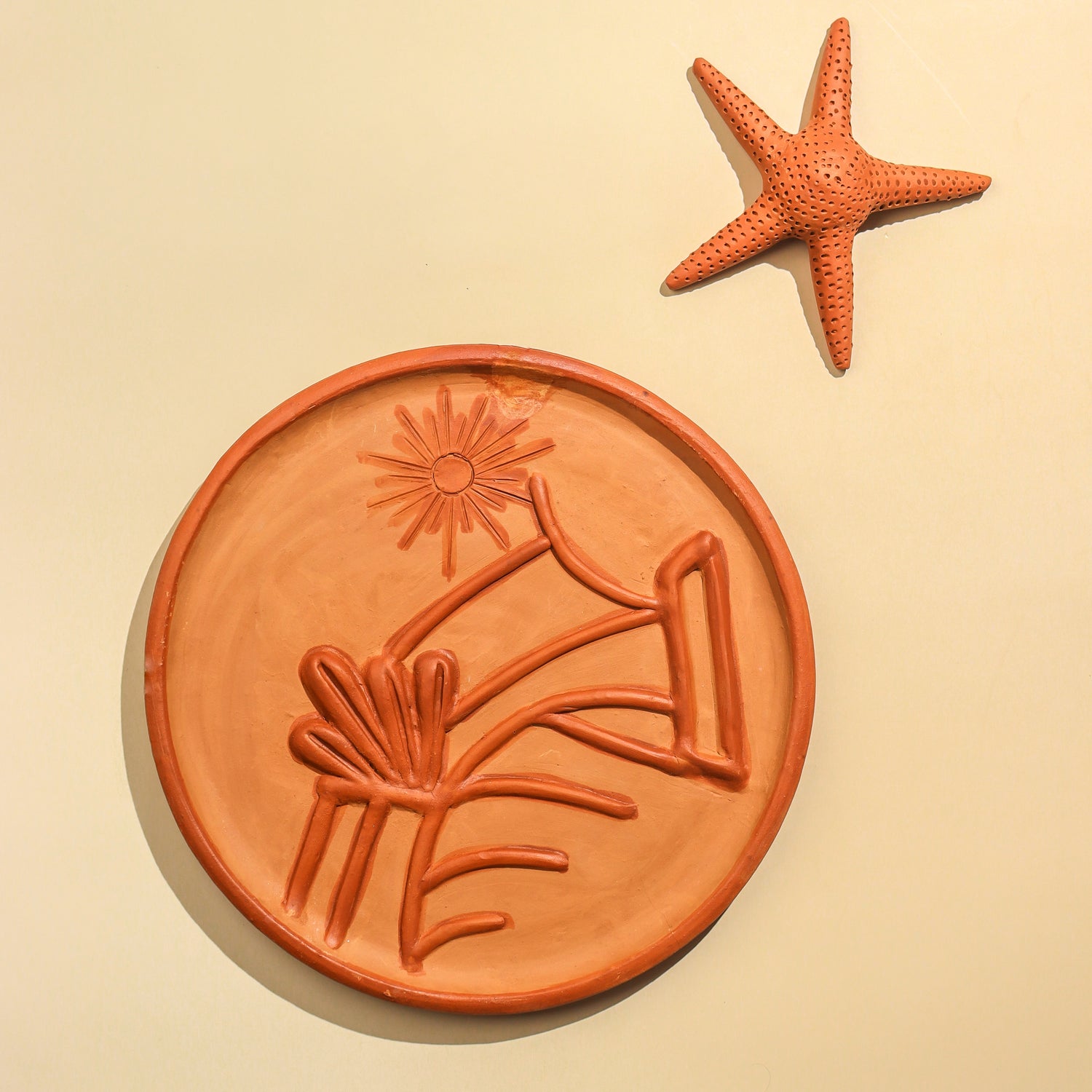 Sunflow – Handmade Terracotta Wall Plate (Boho Wall Decor | 10 Inch) | Sukhara