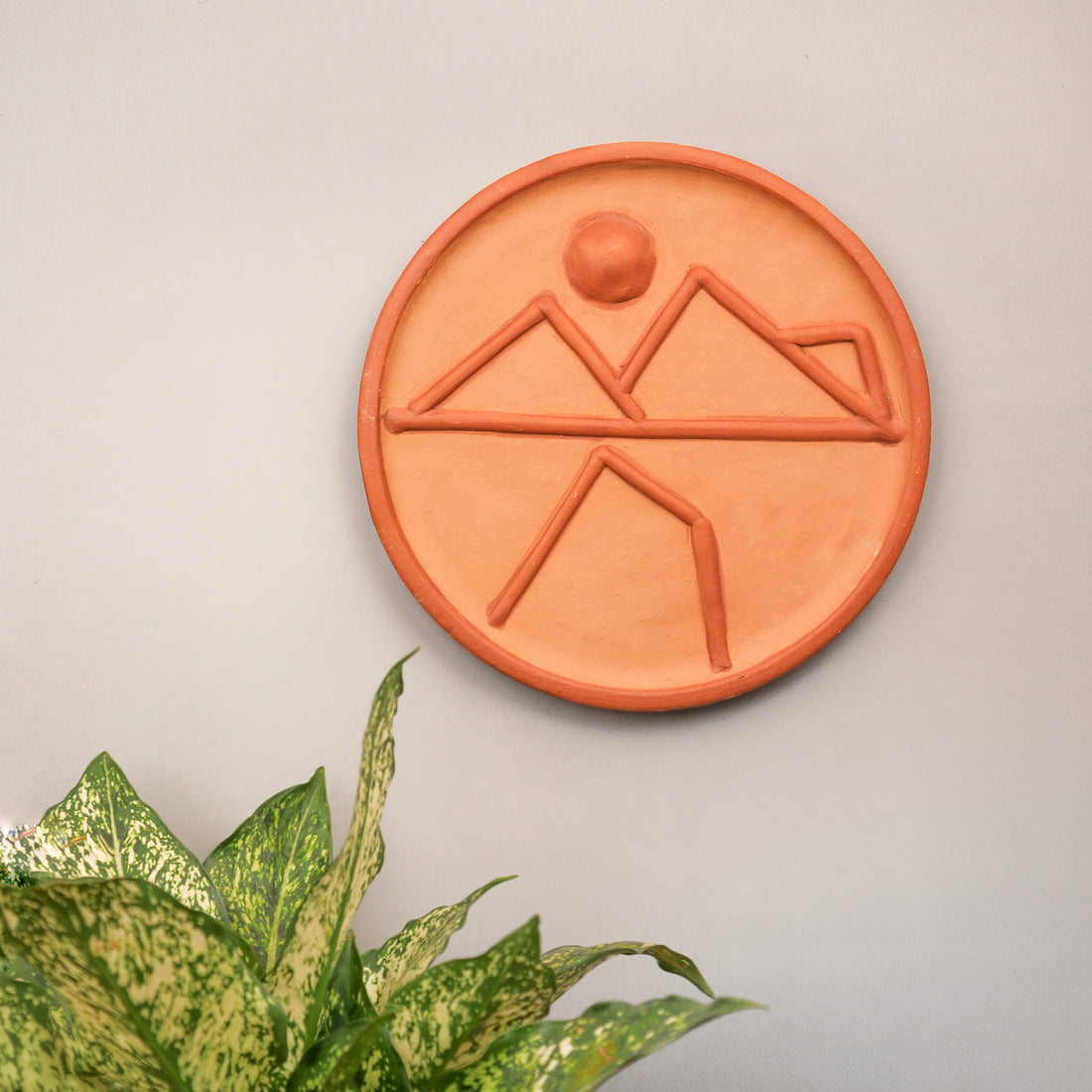 Solrise – Handmade Terracotta Wall Plate (Mountain Sunrise Decor | 10 Inch)