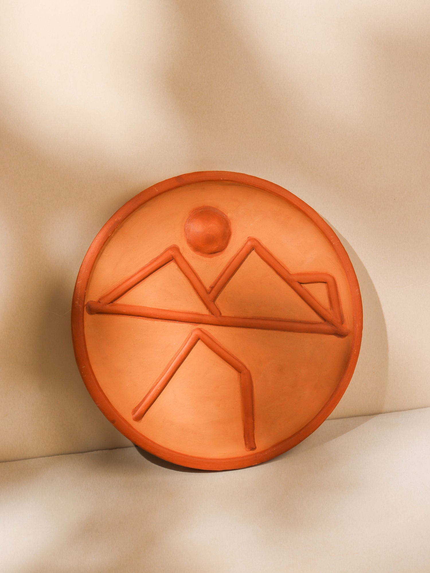 Solrise – Handmade Terracotta Wall Plate (Mountain Sunrise Decor | 10 Inch)