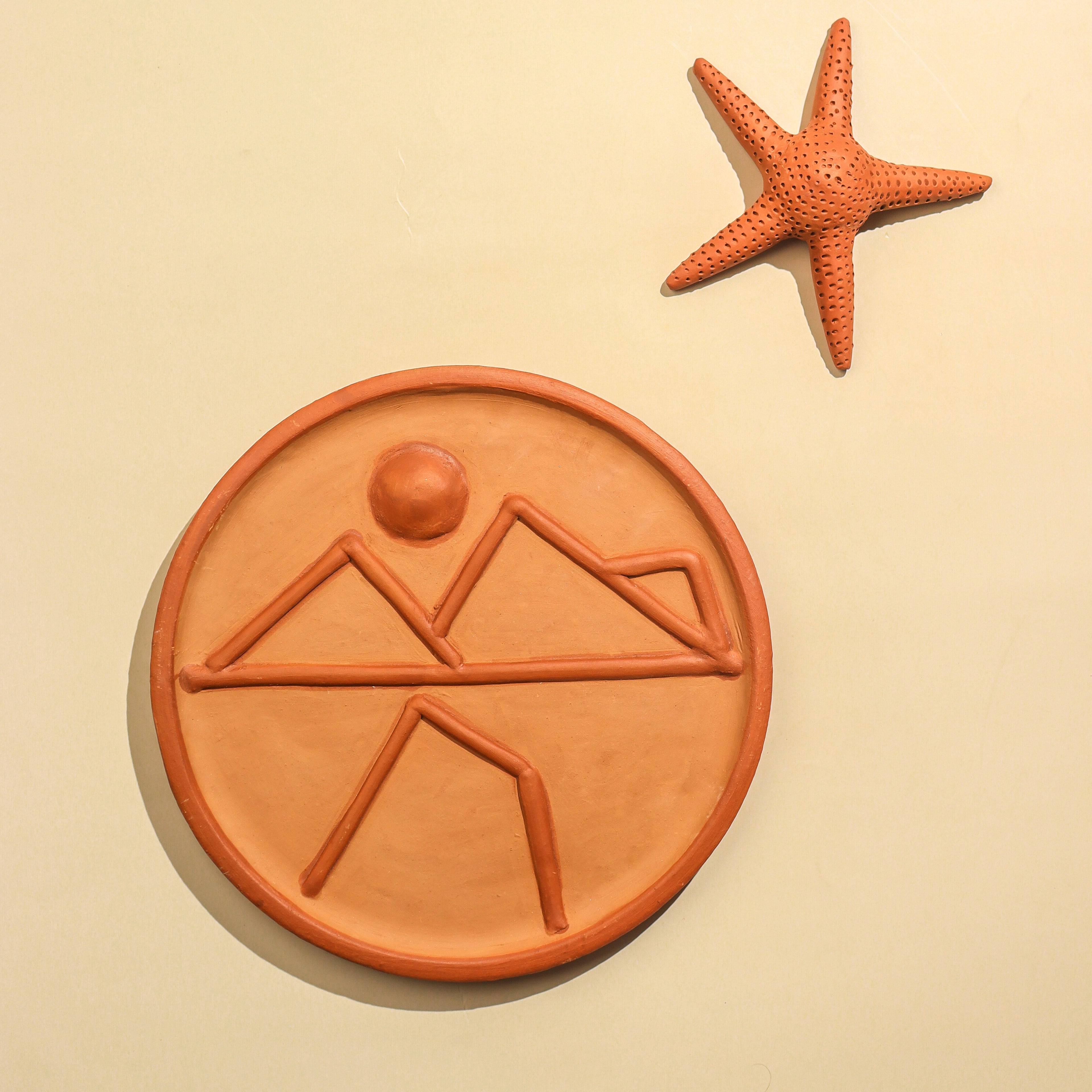 Solrise – Handmade Terracotta Wall Plate (Mountain Sunrise Decor | 10 Inch)