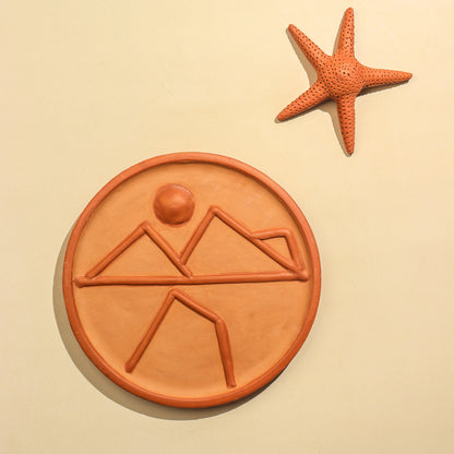 Solrise – Handmade Terracotta Wall Plate (Mountain Sunrise Decor | 10 Inch)