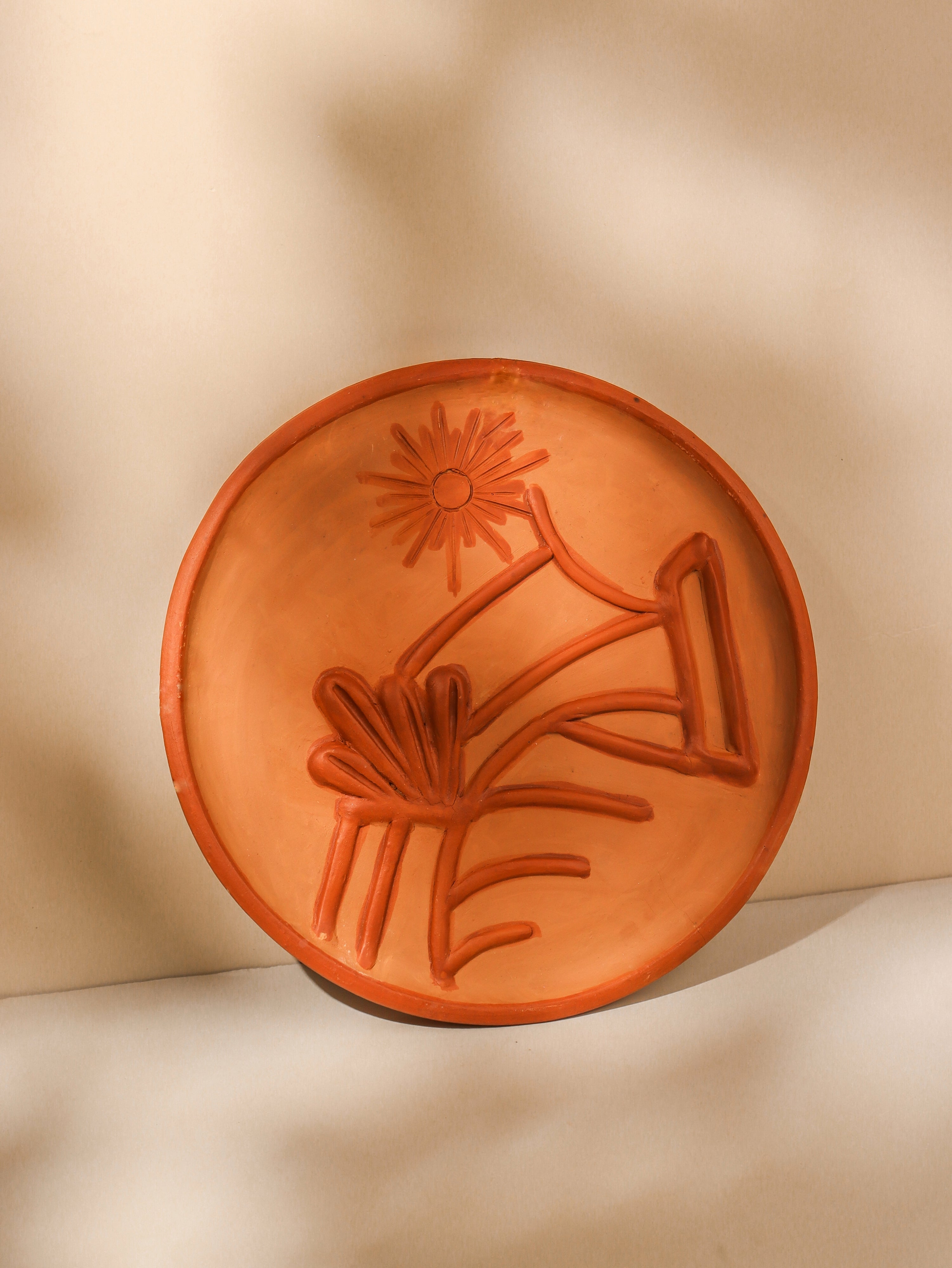 Sunflow – Handmade Terracotta Wall Plate (Boho Wall Decor | 10 Inch) | Sukhara