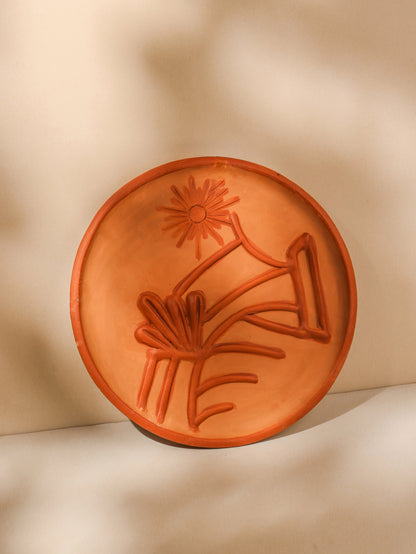 Sunflow – Handmade Terracotta Wall Plate (Boho Wall Decor | 10 Inch) | Sukhara