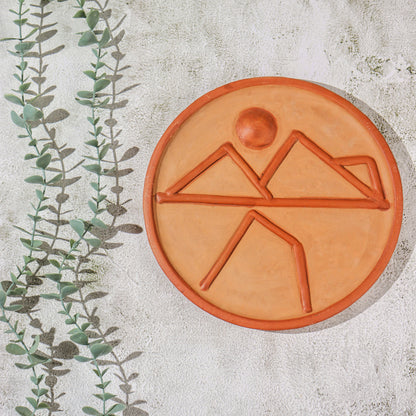 Solrise – Handmade Terracotta Wall Plate (Mountain Sunrise Decor | 10 Inch)
