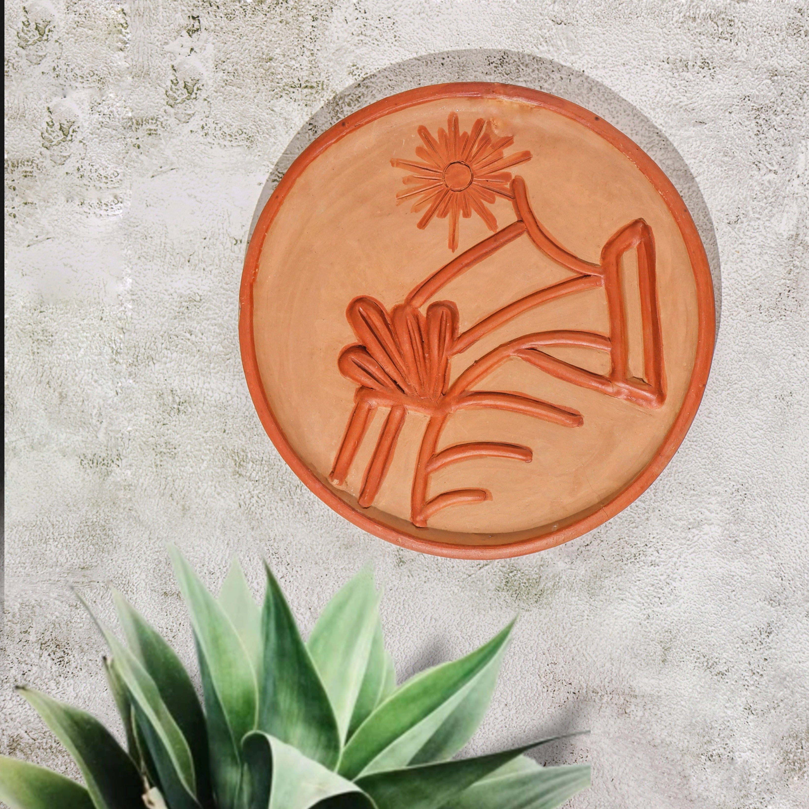 Sunflow – Handmade Terracotta Wall Plate (Boho Wall Decor | 10 Inch) | Sukhara