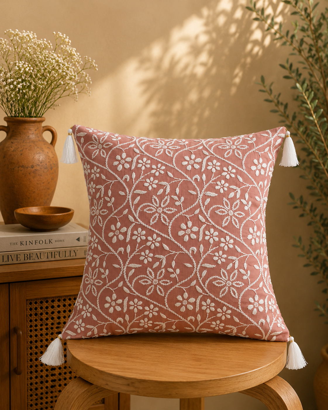 Handmade Cushion Covers – Luxury Chikankari Embroidery by Indian Artisans | Sukhara