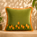 Aam Ke Bagh Zardozi Cushion Cover – Hand Embroidered Decorative Cushion