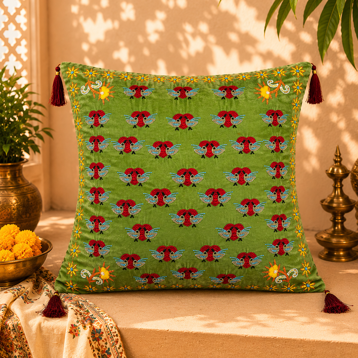Manmohak – Zardozi Embroidery Cushion Cover
