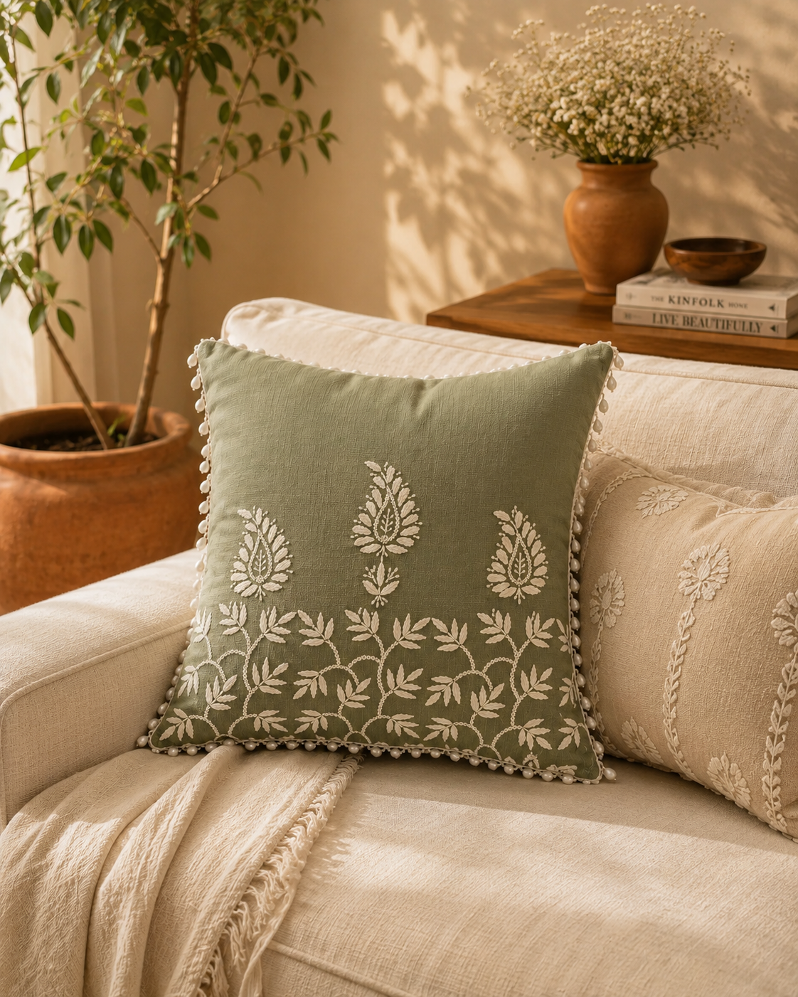 Chikankari Cushion Covers – Aam Ke Bagh Collection | Sukhara