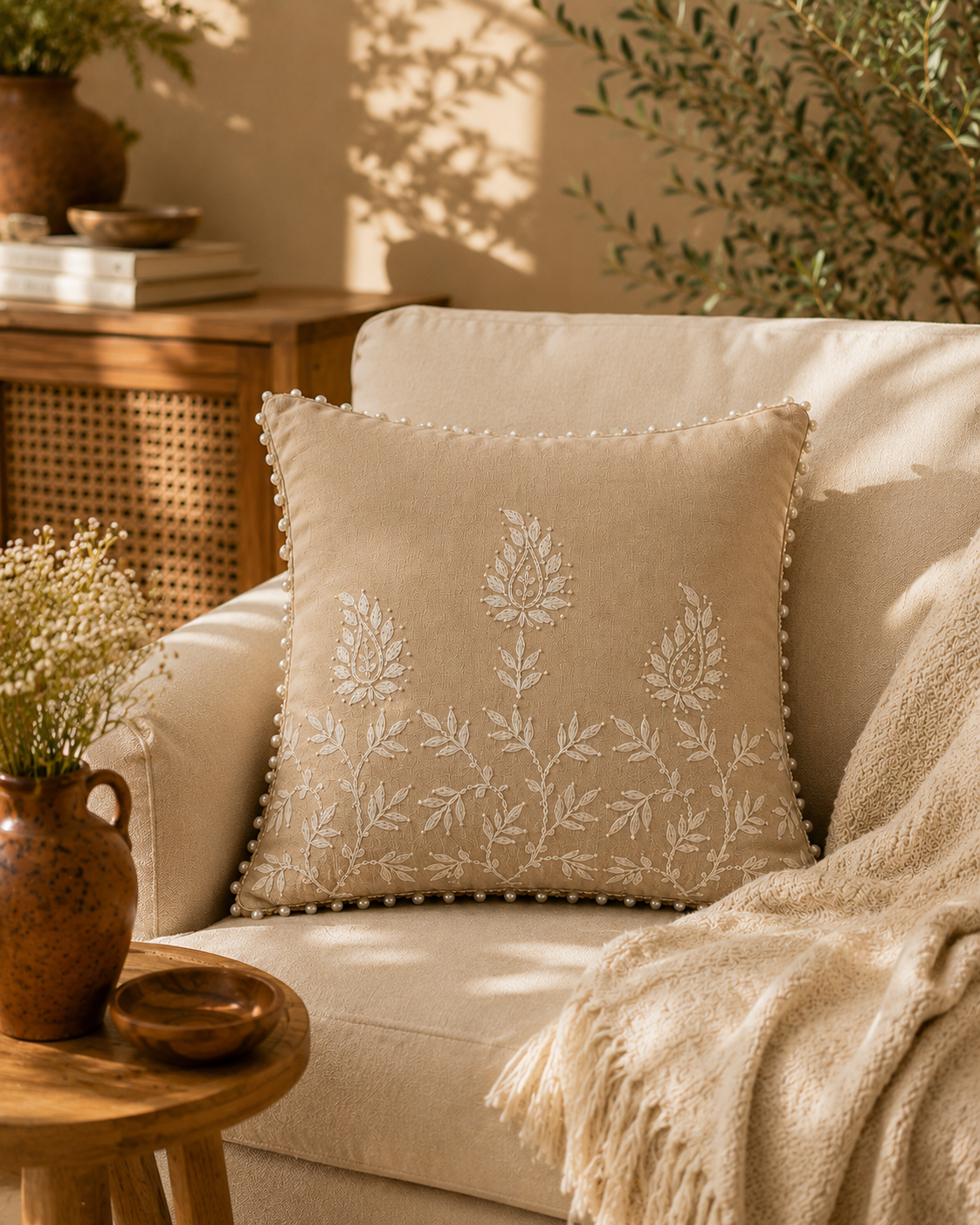 Chikankari Cushion Covers – Aam Ke Bagh Collection | Sukhara