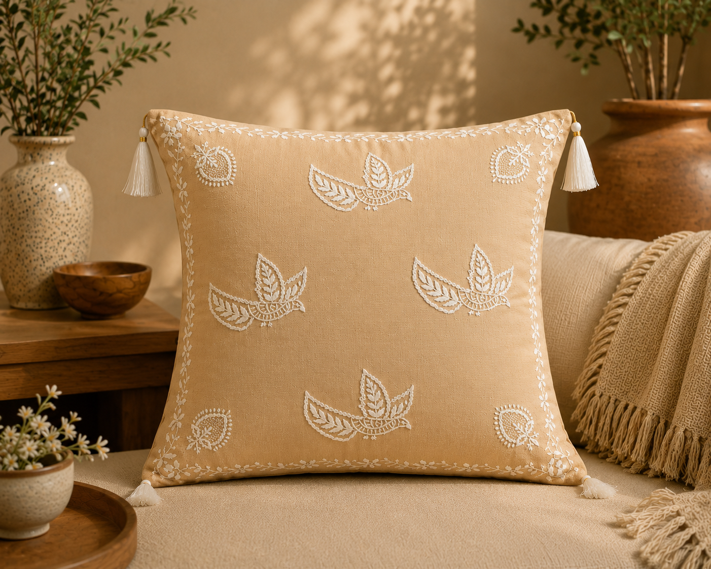 Traditional Indian Cushion Covers with Intricate Embroidery – Manmohak Collection | Sukhara