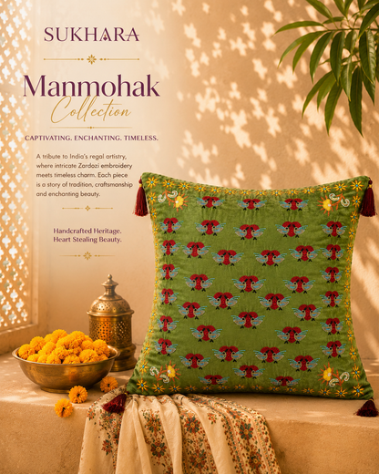 Manmohak – Zardozi Embroidery Cushion Cover