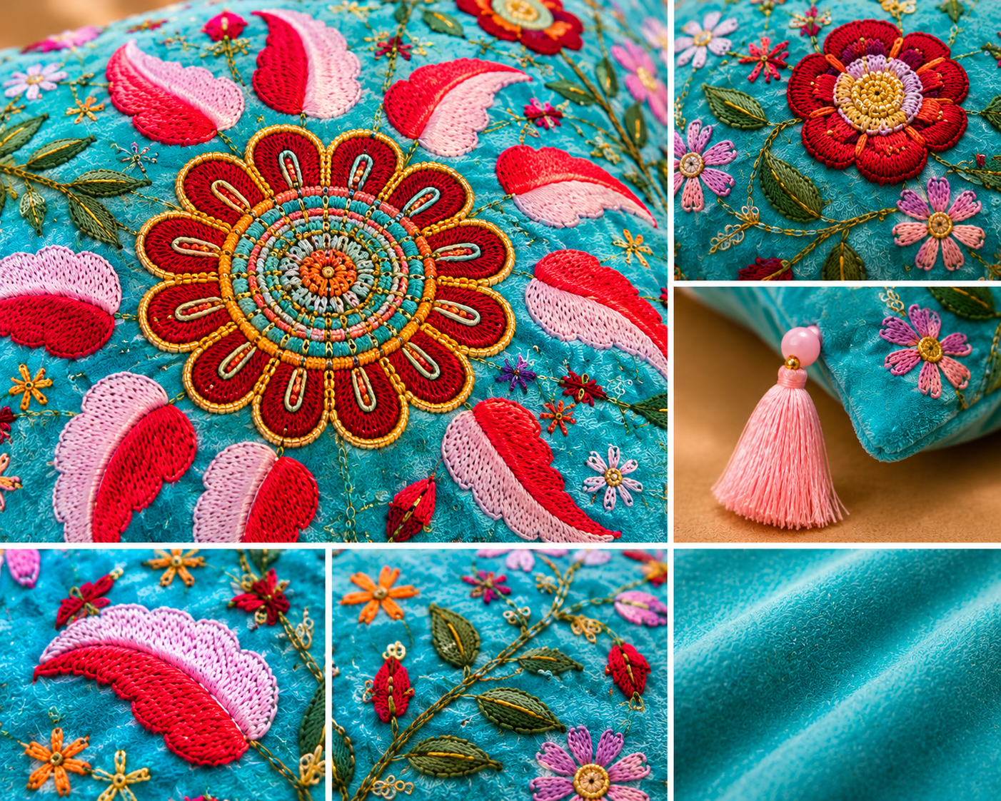 Embroidered Cushion – Zardozi Hand Embroidery Pillow Cover | Sukhara