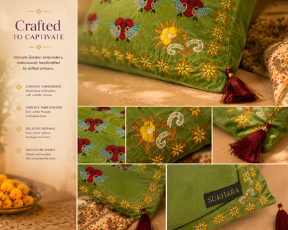 Manmohak – Zardozi Embroidery Cushion Cover