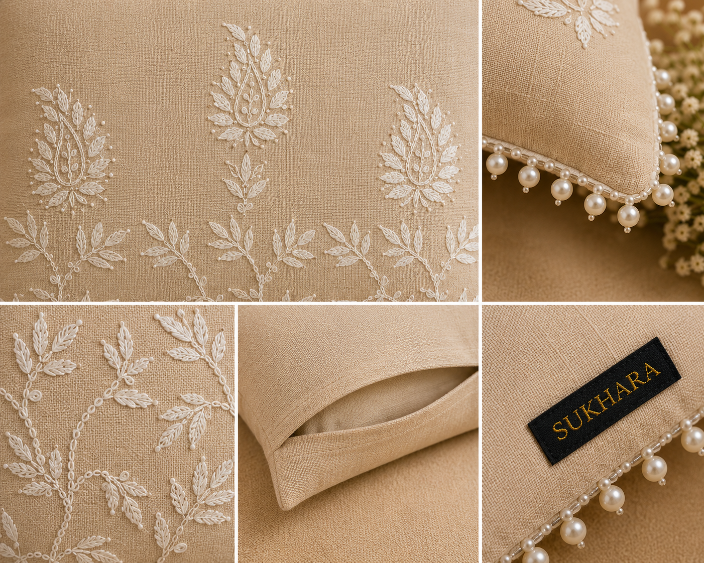 Chikankari Cushion Covers – Aam Ke Bagh Collection | Sukhara