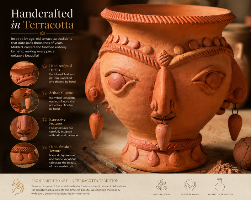 Maya Handcrafted Terracotta Face Planter