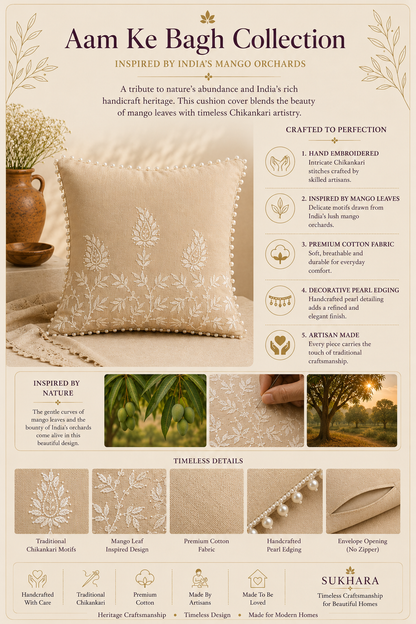 Chikankari Cushion Covers – Aam Ke Bagh Collection | Sukhara