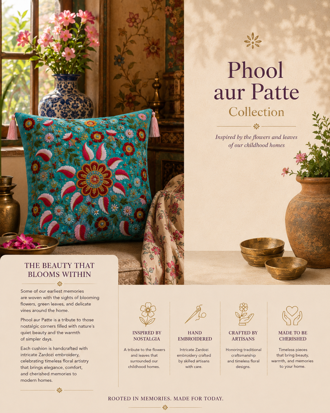 Embroidered Cushion – Zardozi Hand Embroidery Pillow Cover | Sukhara