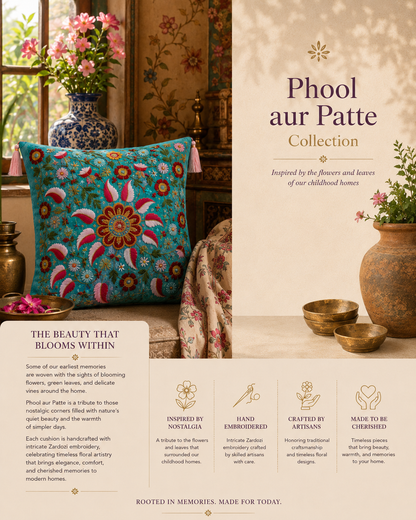 Embroidered Cushion – Zardozi Hand Embroidery Pillow Cover | Sukhara