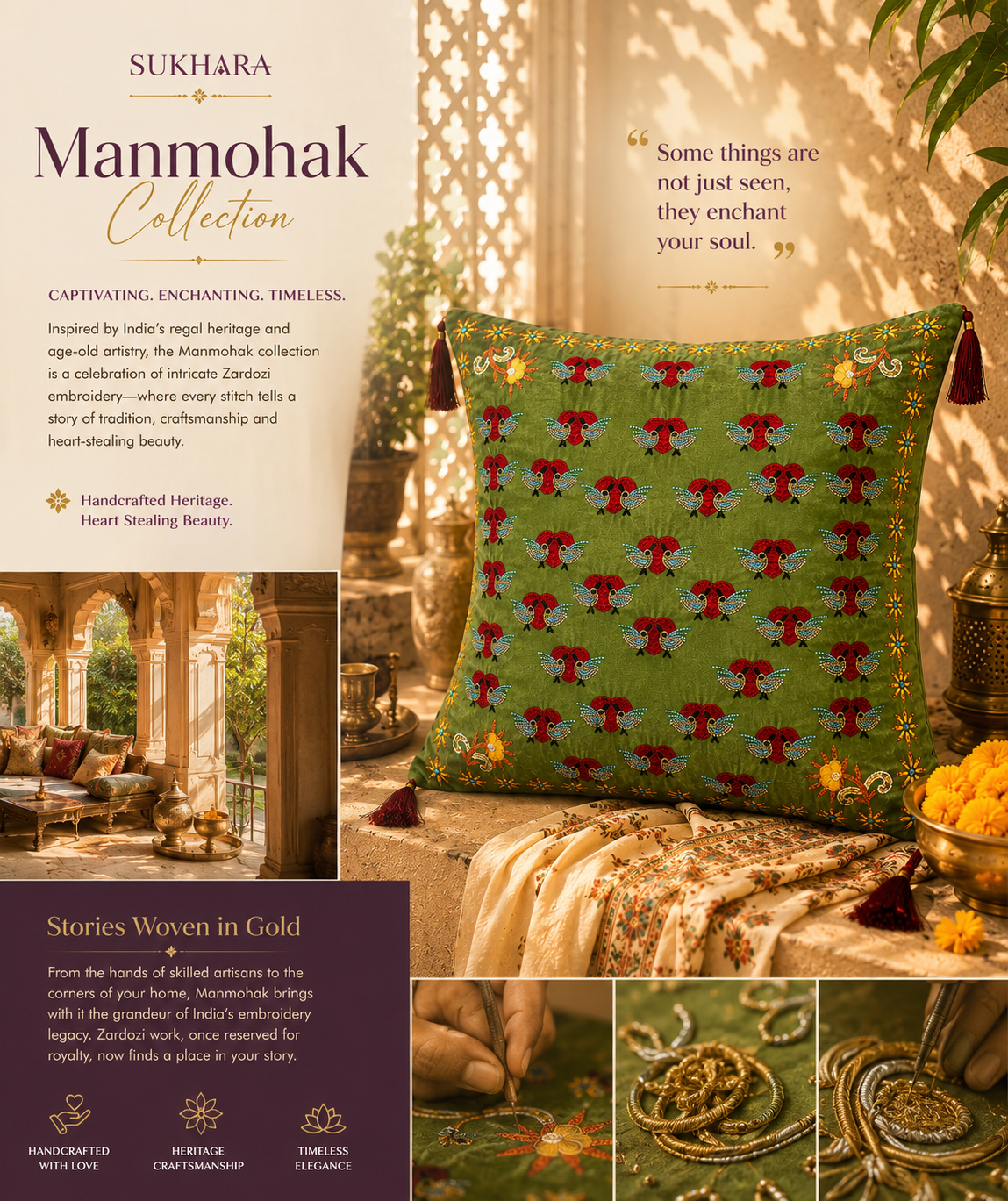 Manmohak – Zardozi Embroidery Cushion Cover