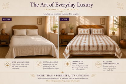 Bedding Designs – Handmade Queen Size Cotton Bedsheet with Floral Medallions