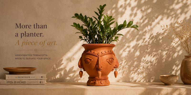 Maya Handcrafted Terracotta Face Planter