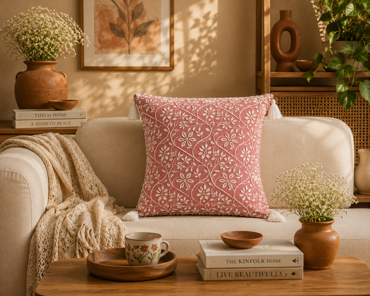 Handmade Cushion Covers – Luxury Chikankari Embroidery by Indian Artisans | Sukhara