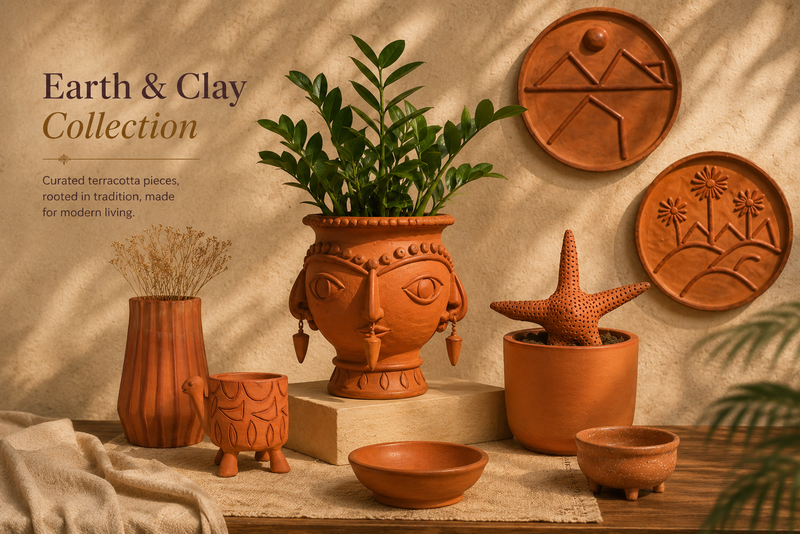 Maya Handcrafted Terracotta Face Planter